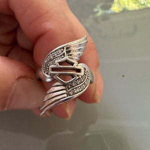 Harley Davidson 925 sterling silver and crystal ring.  RARE